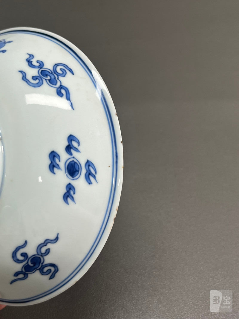清康熙 青花云鹤纹盘 - 图9